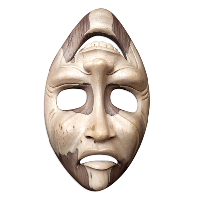 Decorative wood box, 'Two Faced' - Artisan Made Hibiscus Wood Mask from Bali