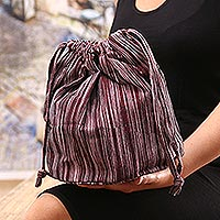 Handgewebte Baumwoll-Kordelzugtasche, „Soft Fire“ – handgefertigte Baumwoll-Kordelzugtasche