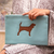 Leather clutch, 'Dog's Life in Blue' - Handmade Dog-Themed Leather Clutch