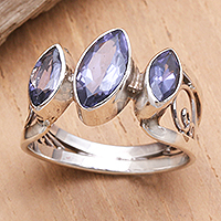 Amethyst cocktail ring, 'Spark' - Amethyst and Sterling Silver Cocktail Ring