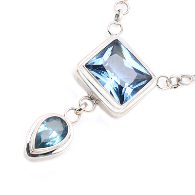 Blue topaz pendant necklace, 'Western Ocean' - Blue Topaz and Sterling Silver Pendant Necklace