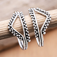 Sterling silver stacking rings, 'Twin Peaks' (pair) - Handcrafted Sterling Silver Stacking Rings (Pair)