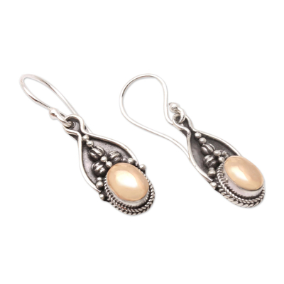 Gold-accented dangle earrings, 'Golden Blink' - Gold-Accented Sterling Silver Dangle Earrings