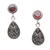 Garnet dangle earrings, 'Mystic Leaves in Red' - Sterling Silver and Garnet Dangle Earrings from Bali thumbail