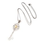 Gold-accented pendant necklace, 'Unlock' - Gold-Accented Sterling Silver Key-Motif Pendant Necklace