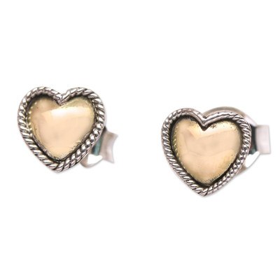 Gold-Plated Sterling Silver Heart-Motif Stud Earrings
