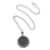 Onyx pendant necklace, 'Circle Shadow' - Handcrafted Sterling Silver and Onyx Pendant Necklace