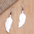 Garnet dangle earrings, 'Pale Leaves' - Sterling Silver and Garnet Leaf-Motif Earrings (image 2) thumbail