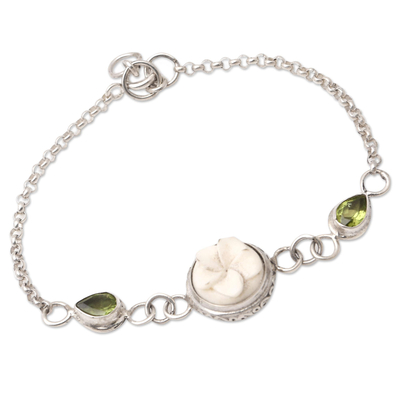 Peridot pendant bracelet, 'Pale Garden' - Peridot and Sterling Silver Pendant Bracelet