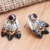 Garnet drop earrings, 'Flying High' - Balinese Garnet and Sterling Silver Drop Earrings (image 2b) thumbail