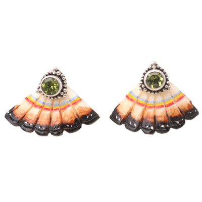 Balinese Peridot and Sterling Silver Drop Earrings