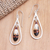 Garnet dangle earrings, 'Feather in Your Cap' - Sterling Silver and Garnet Dangle Earrings (image 2) thumbail