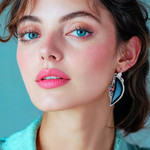 Garnet dangle earrings, 'Mysterious Love' - Garnet and Sterling Silver Crescent Dangle Earrings