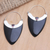 Garnet drop earrings, 'Sleek Black Curves' - Balinese Garnet and Black Horn Sterling Silver Drop Earrings (image 2) thumbail