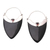 Garnet drop earrings, 'Sleek Black Curves' - Balinese Garnet and Black Horn Sterling Silver Drop Earrings thumbail