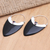 Garnet drop earrings, 'Sleek Black Curves' - Balinese Garnet and Black Horn Sterling Silver Drop Earrings (image 2b) thumbail