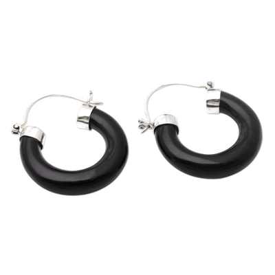Sterling silver hoop earrings, 'True Courage' - Hand Crafted Sterling Silver Hoop Earrings