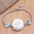 Blue topaz pendant bracelet, 'Winter Rose' - Blue Topaz Rose-Motif Pendant Bracelet (image 2) thumbail