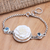 Blue topaz pendant bracelet, 'Winter Rose' - Blue Topaz Rose-Motif Pendant Bracelet (image 2b) thumbail