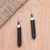 Garnet dangle earrings, 'Freedom and Faith' - Sterling Silver and Garnet Horn Dangle Earrings from Bali (image 2) thumbail