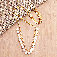 Collar con colgante de perlas cultivadas bañadas en oro, 'Pearly Gates' - Collar con colgante de perlas cultivadas y bañadas en oro