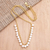 Gold-plated cultured pearl pendant necklace, 'Pearly Gates' - Gold-Plated and Cultured Pearl Pendant Necklace (image 2) thumbail