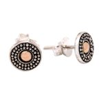 Gold-accented stud earrings, 'Balinese Music' - Gold-Accented Sterling Silver Stud Earrings