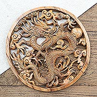 Wood relief panel, Basuki Dragon
