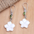 Peridot dangle earrings, 'Springtime Frangipani' - Sterling Silver and Peridot Floral Dangle Earrings (image 2) thumbail