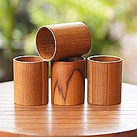 Teak wood tumblers, Cool Drink (set of 4)