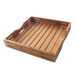 Teak wood tray, 'Refreshments' - Artisan Crafted Teak Wood Tray from Bali