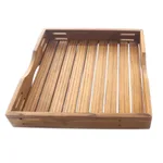Teak wood tray, 'Refreshments' - Artisan Crafted Teak Wood Tray from Bali