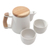 Ceramic and teak wood tea set, 'Midday Tea in White' (set for 2) - Handcrafted Ceramic and Teak Wood Tea Set (Set for 2) (image 2c) thumbail