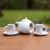 Ceramic tea set, 'Pour the Tea in White' (set for 2) - Hand Crafted White Ceramic Tea Set (Set for 2) thumbail