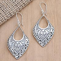 Sterling silver dangle earrings, 'Closed Chrysalis' - Hand Made Sterling Silver Dangle Earrings