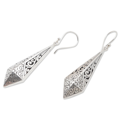 Sterling silver dangle earrings, 'Dress Up' - Handcrafted Sterling Silver Dangle Earrings