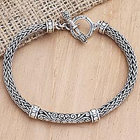 Men's sterling silver pendant bracelet, 'Dashing Man' - Men's Sterling Silver Pendant Bracelet