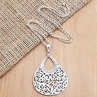Sterling silver pendant necklace, 'Dazzling Designs' - Hand Crafted Sterling Silver Pendant Necklace