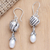 Cultured pearl dangle earrings, 'Open Harmony' - Cultured Pearl and Sterling Silver Dangle Earrings (image 2) thumbail