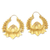 Pendientes aro bañados en oro - Aros flor de loto de latón con baño de oro
