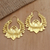 Gold-plated hoop earrings, 'Sacred Florals' - Gold-Plated Brass Lotus Flower Hoop Earrings
