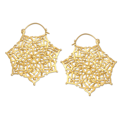 Gold-Plated Brass Chakra-Motif Hoop Earrings