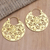 Gold-plated hoop earrings, 'Smell the Roses' - Artisan Crafted Gold-Plated Brass Hoop Earrings