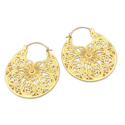 Artisan Crafted Gold-Plated Brass Hoop Earrings
