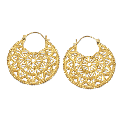 Hand Crafted Gold-Plated Brass Hoop Earrings
