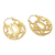 Gold-plated hoop earrings, 'Budding Circle' - Gold-Plated Balinese Leaf-Motif Hoop Earrings