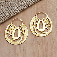 Gold-plated hoop earrings, 'Shimmering Circle' - High Polish Hoop Earrings with Gold Plating