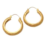 Gold-plated hoop earrings, 'Admiring Beauty' - Artisan Crafted Gold-Plated Hoop Earrings from Bali