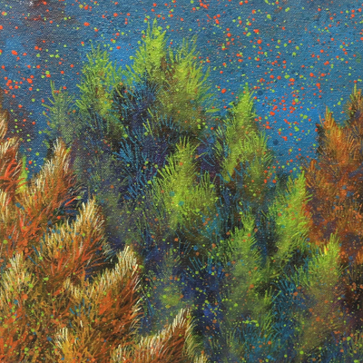 'Peace in Fir Forest' - Acrylic Landscape Painting on Canvas
