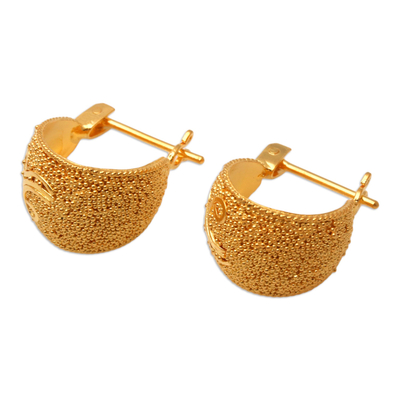Gold-plated drop earrings, 'Youth Eternal' - Handmade Gold-Plated Sterling Silver Drop Earrings